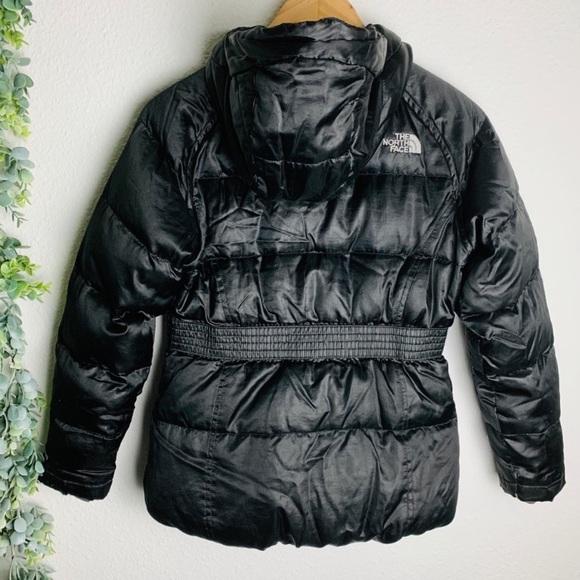 THE NORTH FACE 550 black Goose Down PUFFER JACKET Sz 10/12 hooded Jacket Wm XS P - Picture 15 of 16